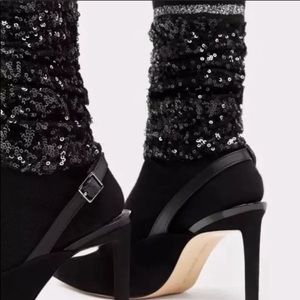 Black Zara sock sequin booties 37 NWT